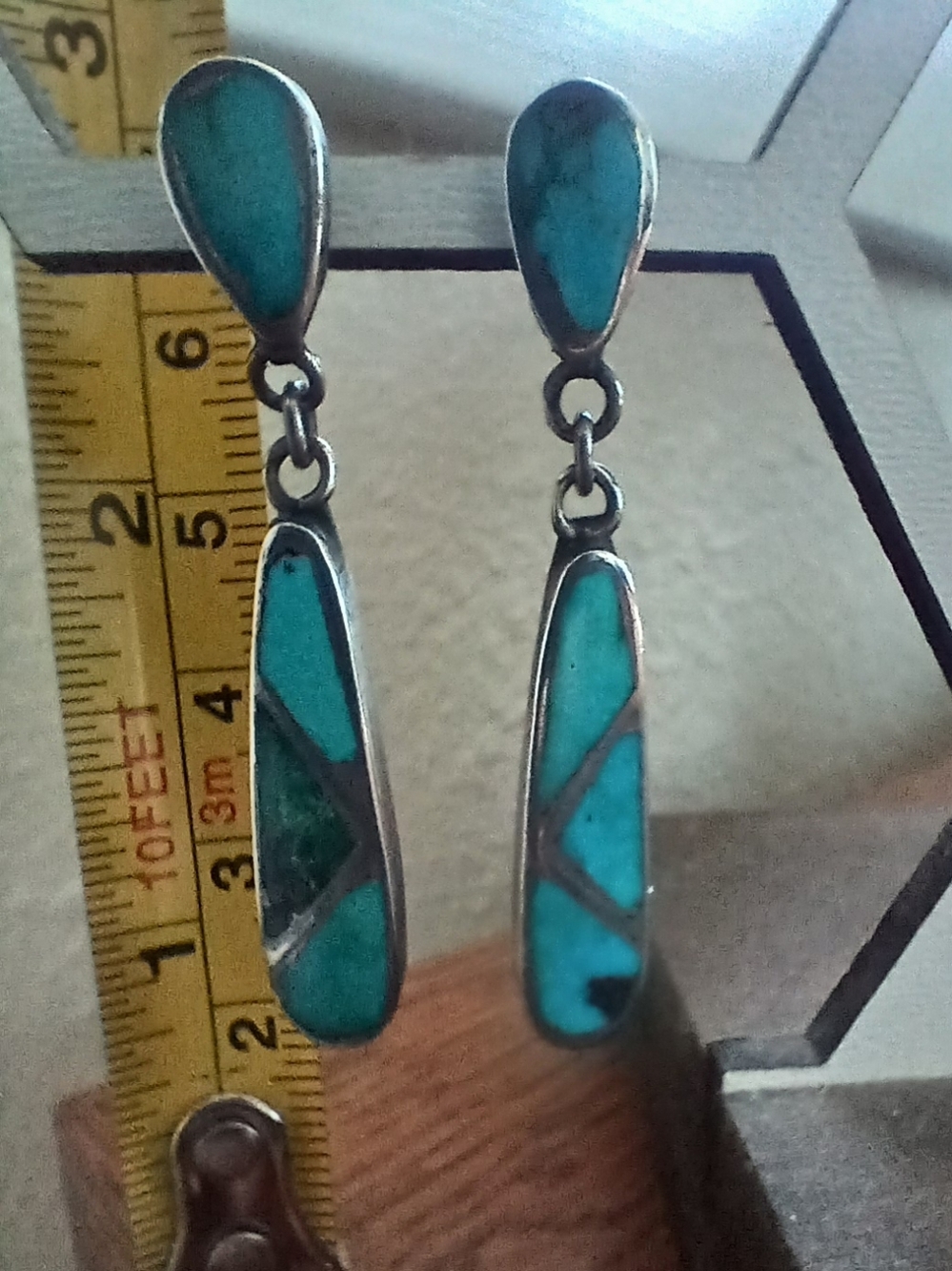 Turquoise Inlay Dangle Earrings - Women's Jewelry